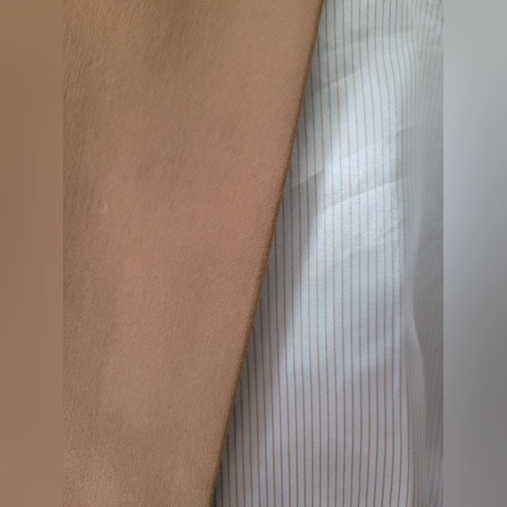 Camel Open-Front Long Boyfriend-Style Blazer - Calvin Klein - Size 6 - Picture 3 of 4